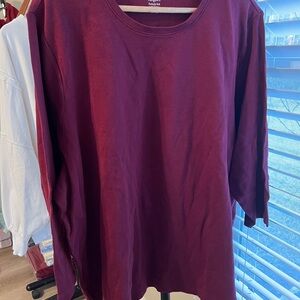 Kim Rogers Women's Deep Burgundy 3/4 Sleeve Top